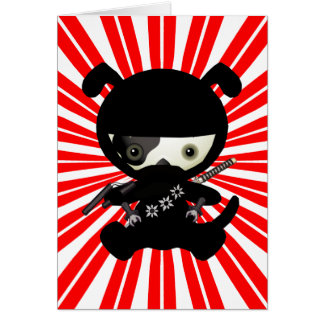 Perro de perrito lindo de Kawaii Ninja en rojo