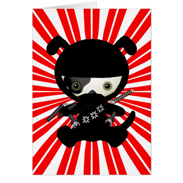 Perro de perrito lindo de Kawaii Ninja en rojo (Frente)