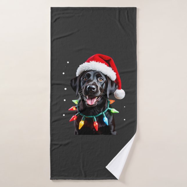 Perro de pijama de luz de árbol de Navidad Labrado (Toalla de baño)