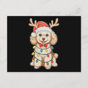 Perro de Poodle de Navidad Reno Sombrero de Santa