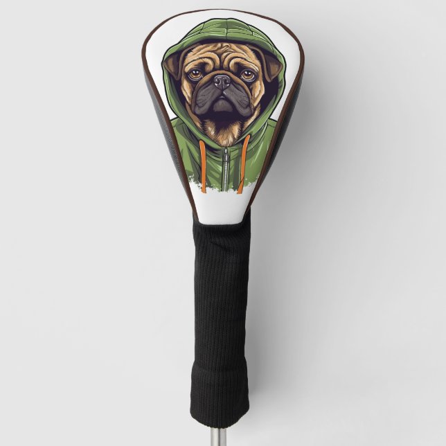 Perro de Pug con capucha verde (Anverso)
