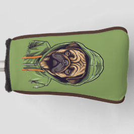 Perro de Pug con cremallera de capucha verde