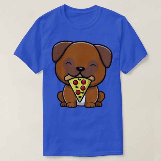Perro de pug lindo comiendo pizza camiseta gracios (Diseño del anverso)