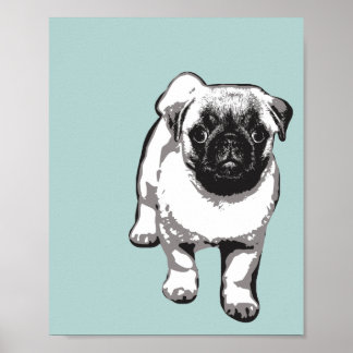Perro de pug lindo Poster de arte moderno negro y