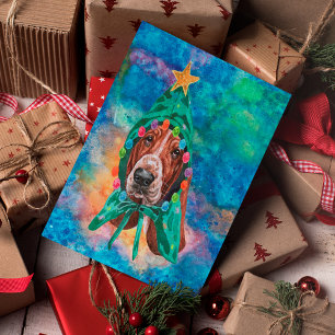 Perro de raza Basset Hound Navidad