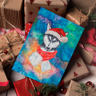 Perro de raza Husky Siberiano Navidad