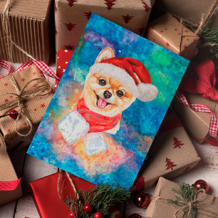 Perro de raza pomerania Navidad