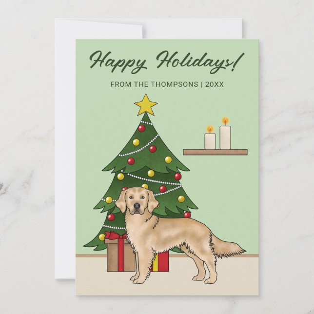 Perro de raza Retriever dorado amarillo Navidad Fe (Anverso)