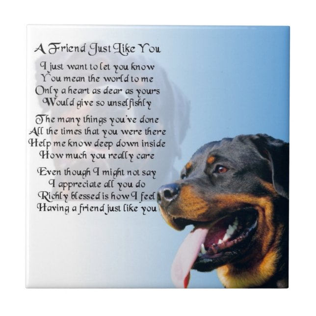 Perro de Rottweiler - teja del poema del amigo (Frente)