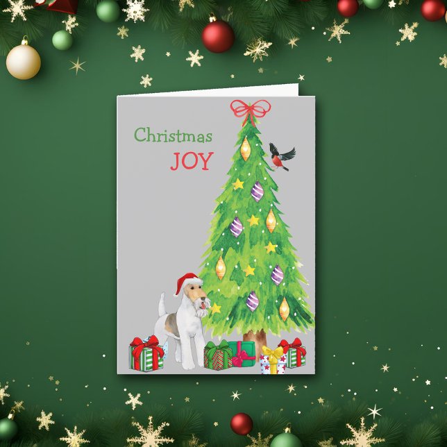Perro de Santa Hat Fox Terrier y árbol de Navidad (Subido por el creador)