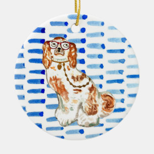Perro de Staffordshire en azul Ornamento cerámico