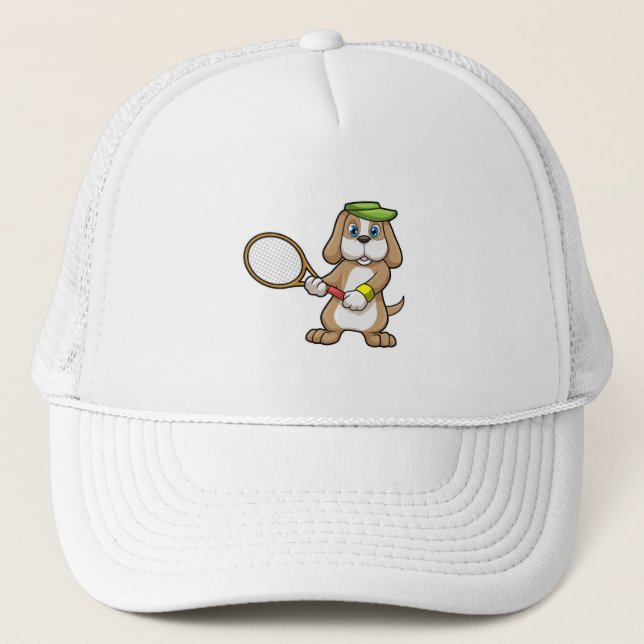 Perro de tenis con raqueta de tenis y gorra (Anverso)