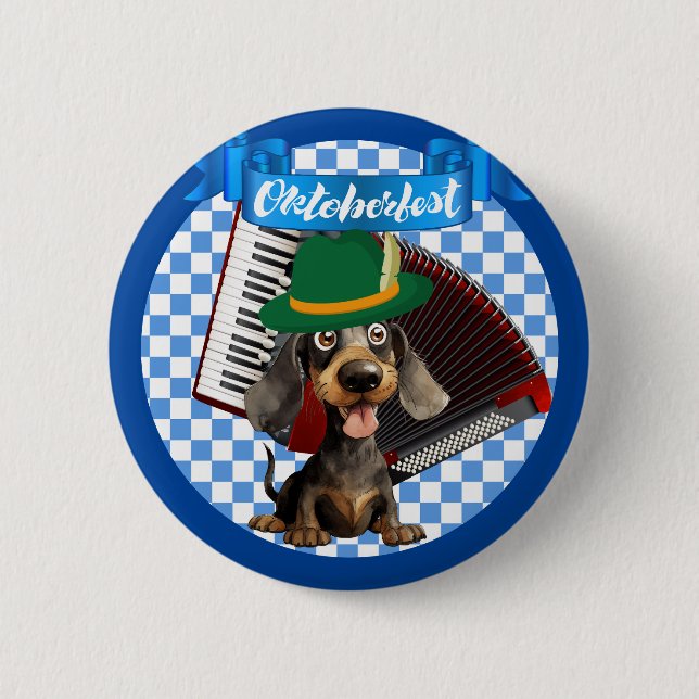 Perro de Viena de Oktoberfest con Botón de Acordeó (Anverso)