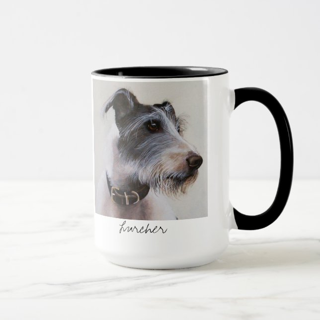 Perro del acechador en la taza de Acuarela (Derecha)