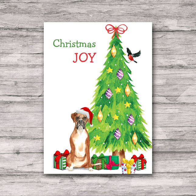 Perro del Boxer de Santa Hat y árbol de Navidad (Subido por el creador)