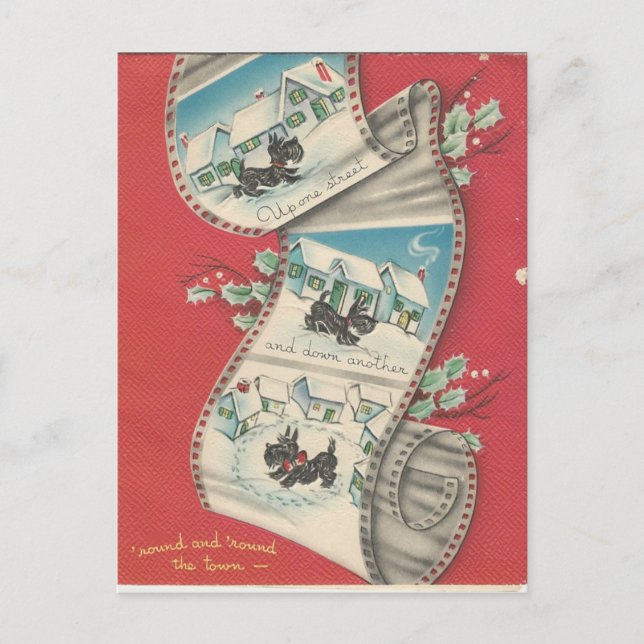 Perro del escocés del navidad del vintage (Anverso)