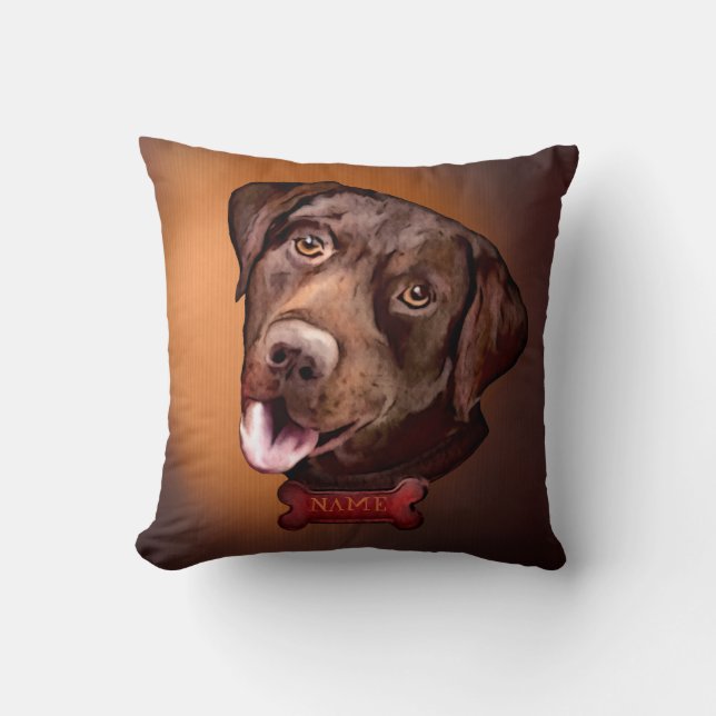 Perro del labrador retriever - almohadas marrones (Anverso)