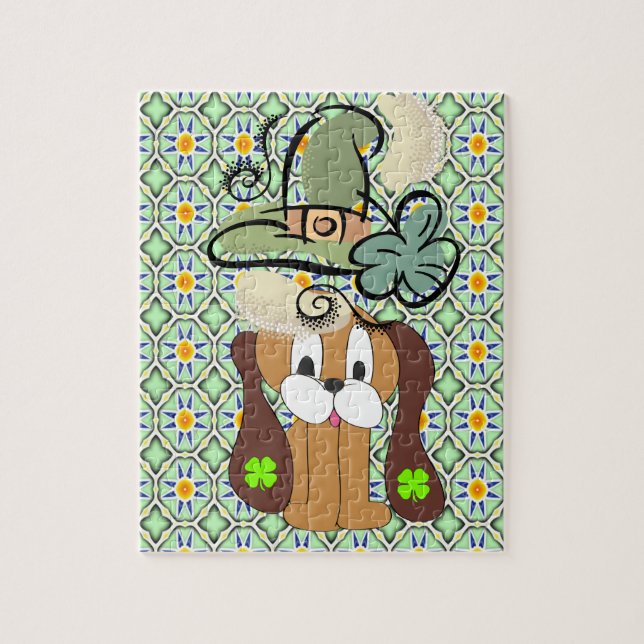 Perro del rompecabezas del Día de San Patricio (Vertical)