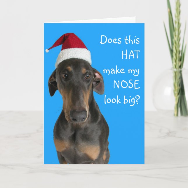 Perro divertido con la tarjeta de Navidad del (Anverso)