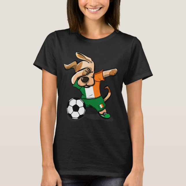 Perro Divertido Dabbing Irlanda Jersey de Fútbol D (Anverso)