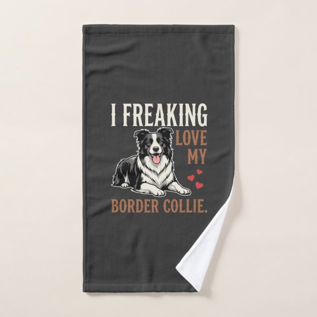 Perro divertido de amor Border Collie (Toalla de mano)