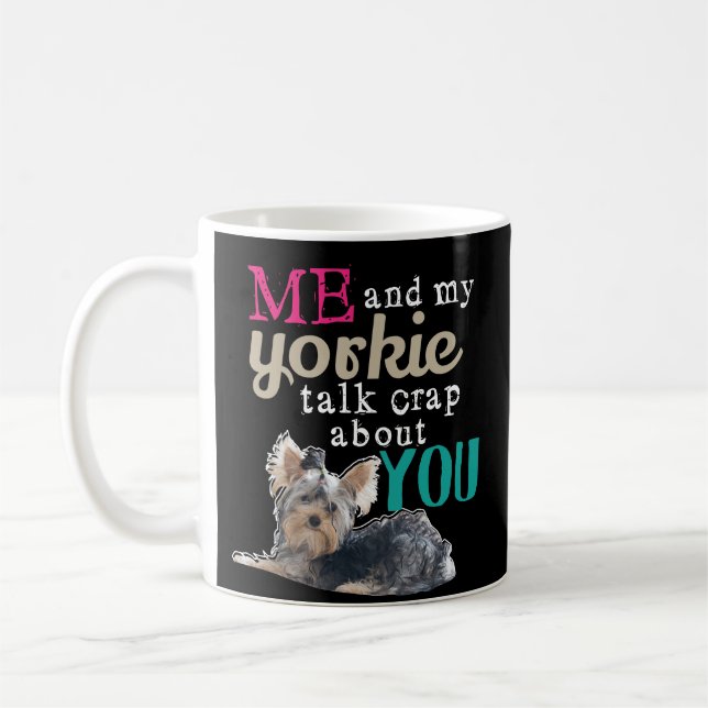 Perro divertido de Yorkshire de la taza de café (Izquierda)