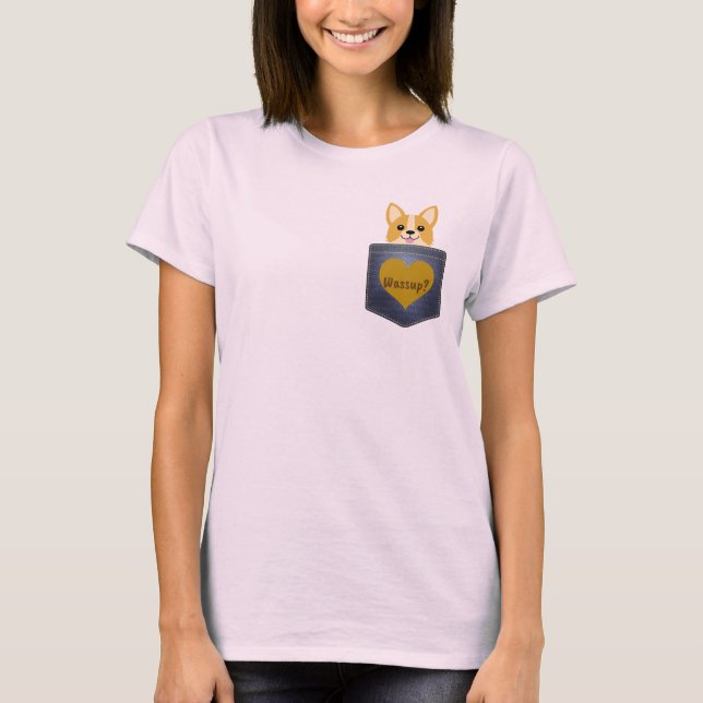 Perro divertido del Corgi en una camiseta de la (Anverso)