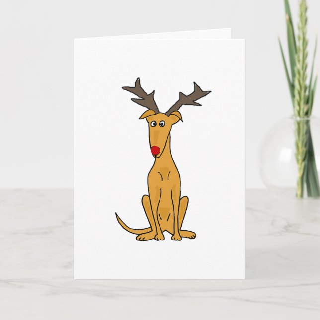 Perro divertido del galgo como reno del navidad (Anverso)