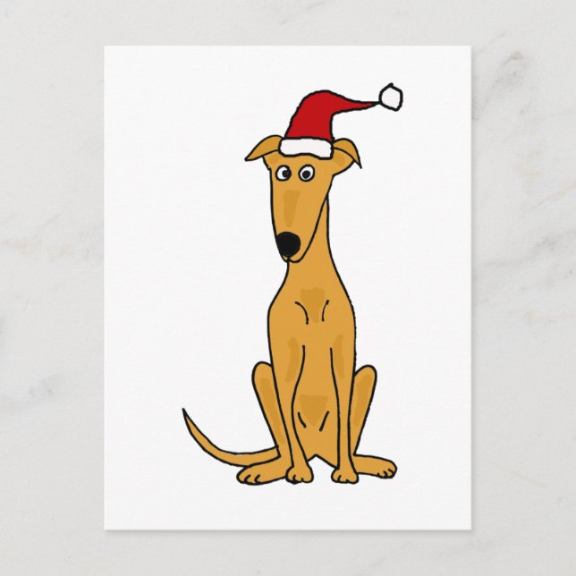 Perro divertido del galgo en arte del navidad del (Anverso)