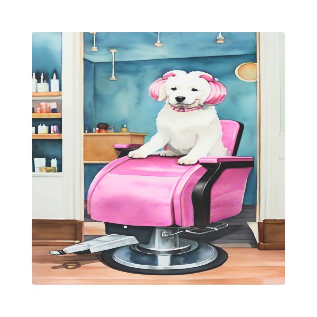 Perro divertido en el salón de belleza Baño arte e (Anverso)