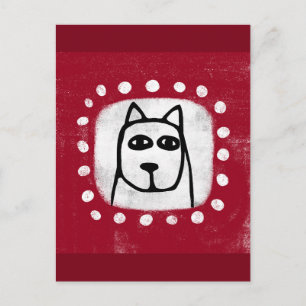 Perro Divertido en Tarjeta Postal Roja