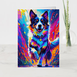 Perro divertido gigante feliz juguetón colorido, s