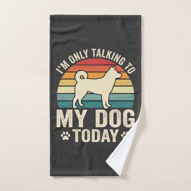 Perro Divertido Hablando Atardecer Retro (Toalla de mano)