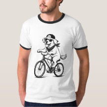 Perro Divertido Montando Bicicleta Genial Camiseta