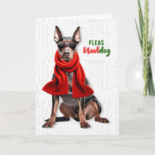 Perro Doberman divertidas pulgas Navidog Navidad