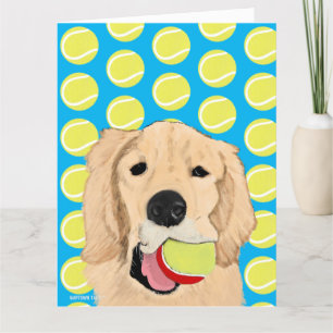 Perro dorado tiene tarjeta de cumpleaños de bola