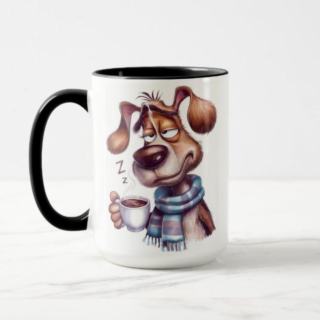 Perro dormido con taza de café (Izquierda)