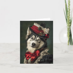 Perro elegante victoriano de Navidad Husky siberia