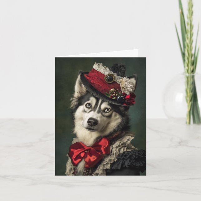 Perro elegante victoriano de Navidad Husky siberia (Anverso)