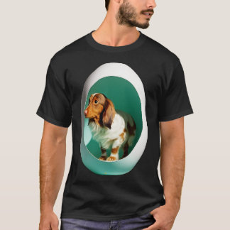 perro en el pegatina de camisetas clásicas de huev