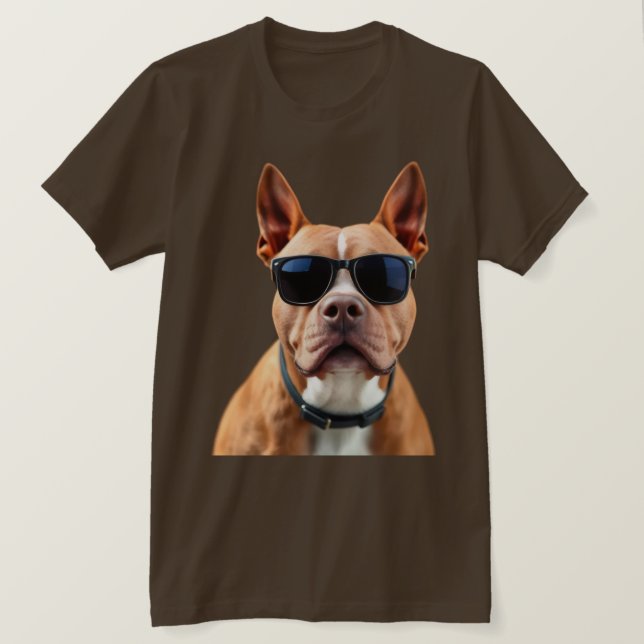 Perro en gafas de sol Bella+Canvas Jersey T-Shirt (Anverso del diseño)