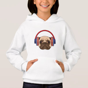 Perro en la música con auriculares