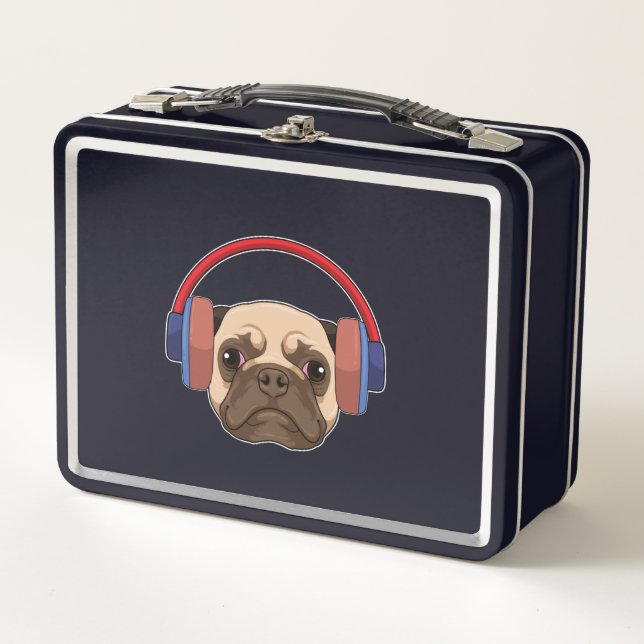 Perro en la música con auriculares (Anverso)