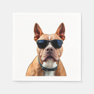 Perro en la servilleta de papel de gafas de sol