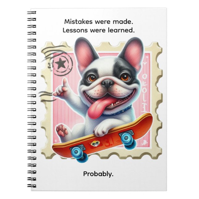Perro en monopatín en una libreta de sellos (Frente)