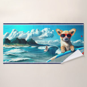 Perro en Surfboard usando gafas de sol arte de IA