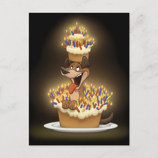 Perro en una postal de pasteles (Anverso)