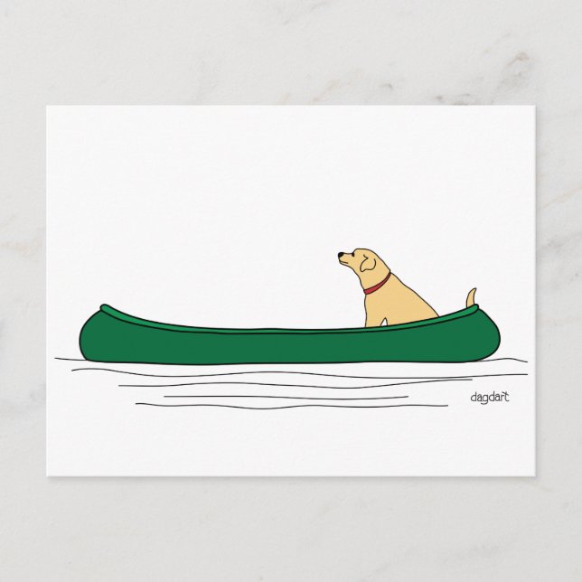 Perro en una postal móvil de canoa (Anverso)