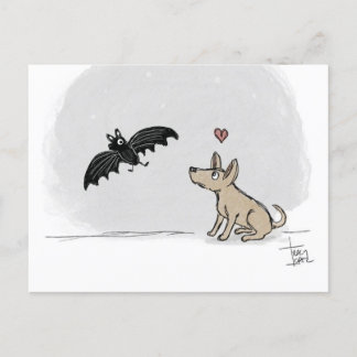 Perro enamorado de una postal