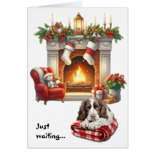 Perro English Springer Spaniel Esperando la Navida